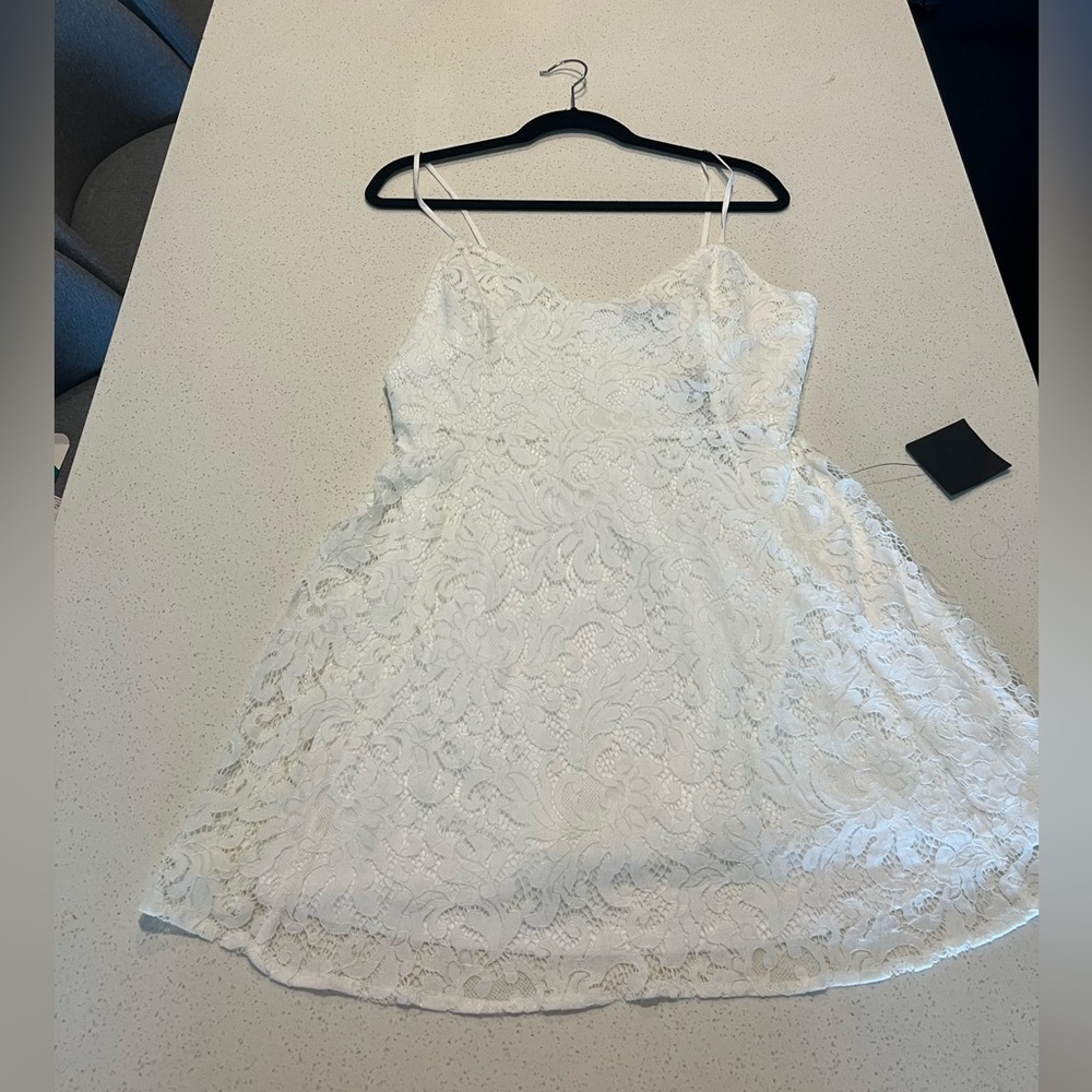 NWT! Lulu's White Spaghetti Strap Mini Dress - Picture 4 of 8
